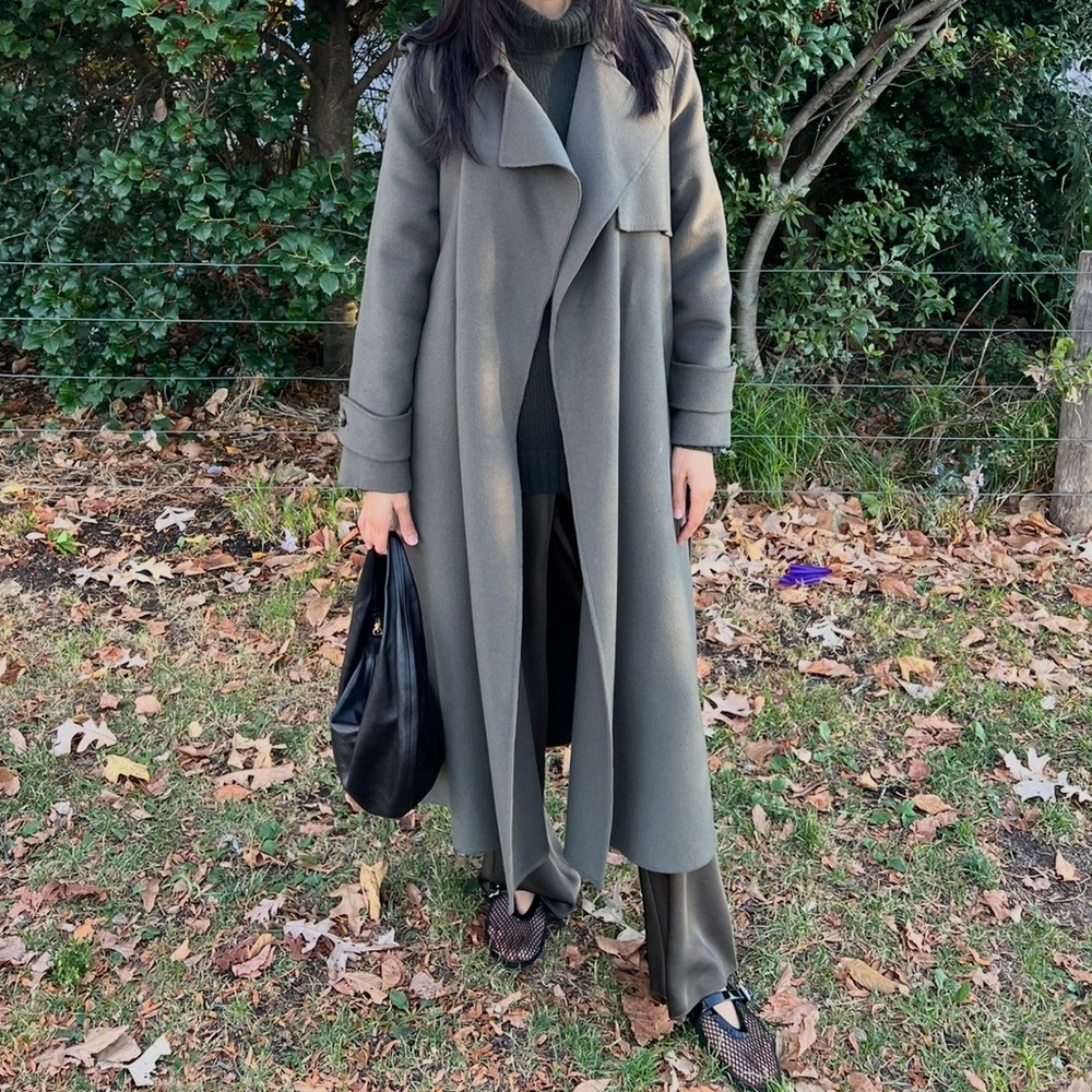 Massimo Dutti olive green coat small - Picture 3 of 14